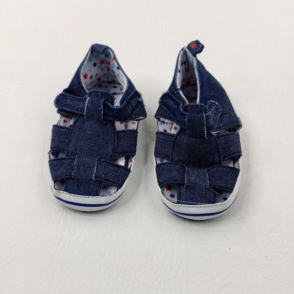 Blue Denim Effect Baby Sandals - Shoe Size 4