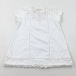 Flowers Embroidered White T-Shirt - Girls 8-9 Years