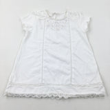 Flowers Embroidered White T-Shirt - Girls 8-9 Years