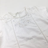 Flowers Embroidered White T-Shirt - Girls 8-9 Years