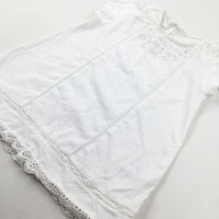 Flowers Embroidered White T-Shirt - Girls 8-9 Years