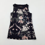 Flowers Charcoal Grey Vest Top - Girls 8-9 Years
