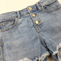Light Blue Denim Shorts With Adjustable Waist - Girls 8-9 Years