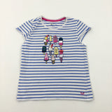 Ice Creams Sequinned Blue Striped T-Shirt - Girls 8-9 Years