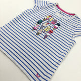 Ice Creams Sequinned Blue Striped T-Shirt - Girls 8-9 Years