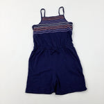 Embroidered Navy Playsuit - Girls 9-10 Years