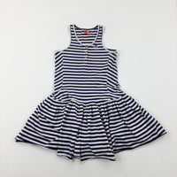 Navy Striped Dress - Girls 9-10 Years