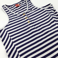 Navy Striped Dress - Girls 9-10 Years