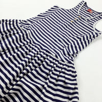 Navy Striped Dress - Girls 9-10 Years