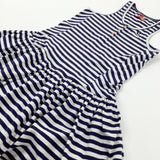 Navy Striped Dress - Girls 9-10 Years