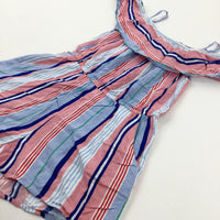 Striped Pink & Blue Playsuit - Girls 9-10 Years