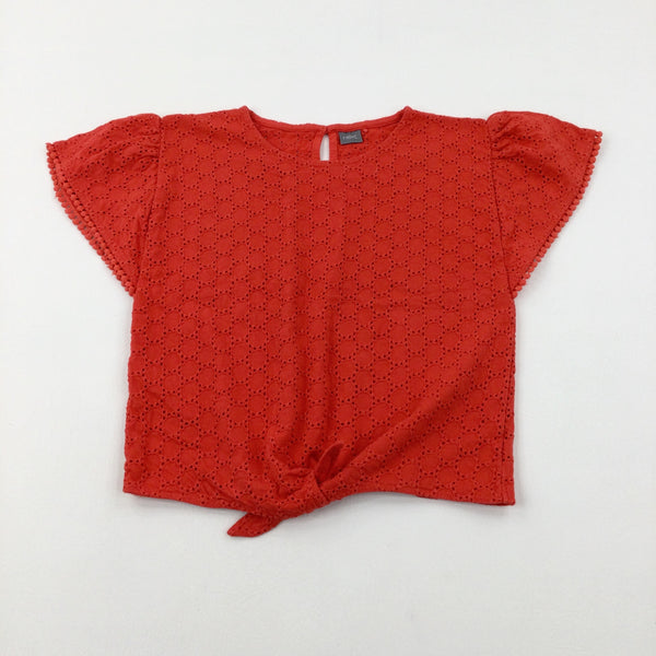 Embroidered Red Top - Girls 9-10 Years