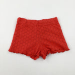 Embroidered Red Shorts - Girls 9-10 Years