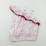 **NEW** Pom Poms Spotty White Top - Girls 9-10 Years