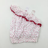 **NEW** Pom Poms Spotty White Top - Girls 9-10 Years