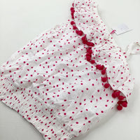 **NEW** Pom Poms Spotty White Top - Girls 9-10 Years