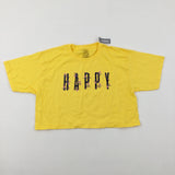 **NEW** 'Happy' Flowers Yellow Cropped T-Shirt - Girls 9-10 Years