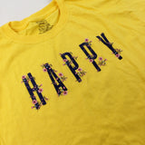 **NEW** 'Happy' Flowers Yellow Cropped T-Shirt - Girls 9-10 Years