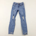 Distressed Light Blue Denim Jeans  - Girls 10-11 Years