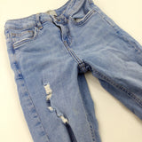 Distressed Light Blue Denim Jeans  - Girls 10-11 Years