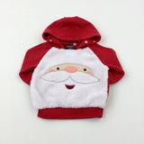 Father Christmas Appliqued Red Hoodie - Boys/Girls 9-12 Months