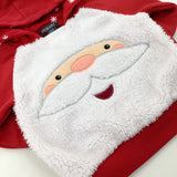 Father Christmas Appliqued Red Hoodie - Boys/Girls 9-12 Months