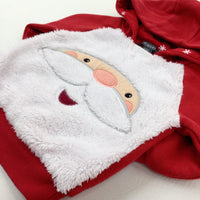 Father Christmas Appliqued Red Hoodie - Boys/Girls 9-12 Months