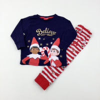 'Believe The Elf On The Shelf' Elves Navy Pyjamas - Girls 2-3 Years