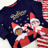 'Believe The Elf On The Shelf' Elves Navy Pyjamas - Girls 2-3 Years