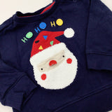 'Ho Ho Ho' Father Christmas Appliqued Navy Sweatshirt - Boys/Girls 9-12 Months