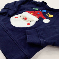 'Ho Ho Ho' Father Christmas Appliqued Navy Sweatshirt - Boys/Girls 9-12 Months