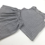Black Checked Vest Top & Shorts Set - Girls 10-11 Years