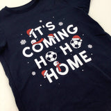 'It's Coming Ho Ho Home' Footballs Navy T-Shirt - Boys/Girls 3-4 Years