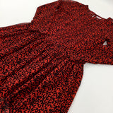 Animal Print Red & Black See Through Dress - Girls 11-12 Years