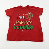 'I Ate Santa's Cookies!' Gingerbread Man Red T-Shirt - Boys/Girls 4-5 Years