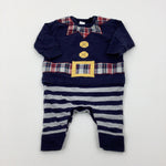 Christmas Elf Navy Striped Romper - Boys 0-3 Months