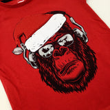 Funky Gorilla & Santa Hat Sequinned Red T-Shirt - Boys 4-5 Years