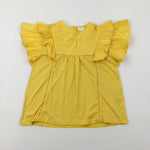 Embroidered Yellow Puff Sleeves Top - Girls 11-12 Years