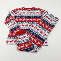 Snowflakes Patterned Red & Green Pyjamas - Boys/Girls 13-14 Years