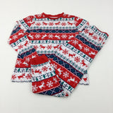 Snowflakes Patterned Red & Green Pyjamas - Boys/Girls 13-14 Years