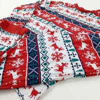 Snowflakes Patterned Red & Green Pyjamas - Boys/Girls 13-14 Years