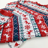 Snowflakes Patterned Red & Green Pyjamas - Boys/Girls 13-14 Years