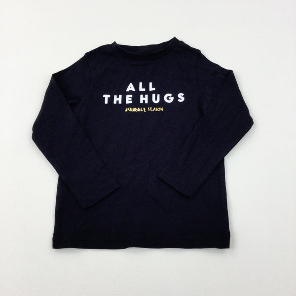 'All The Hugs' Black Long Sleeve Top - Boys/Girls 3-4 Years