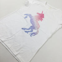 Diamonte Unicorn White T-Shirt - Girls 12-13 Years