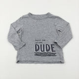 'Super Cool Dude' Light Grey Long Sleeve Top - Boys 2-3 Years