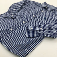 Navy Checked Long Sleeve Shirt - Boys 2-3 Years