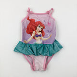 The Little Mermaid Sparkly Pink Swimming Costume - Girls 2-3 Years