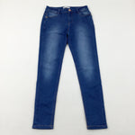 Blue Denim Jeans With Adjustable Waist - Girls 12-13 Years