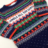 'Jingle All The Way' Patterned Red & Navy Knitted Romper - Boys 3-6 Months