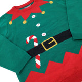 'Christmas Elf Green & Red Knitted Jumper - Boys/Girls 5-6 Years